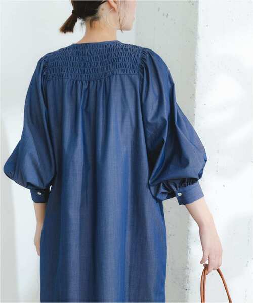 『URTECHWORKLUXE』FbyROSSOデニムシャーリングワンピース