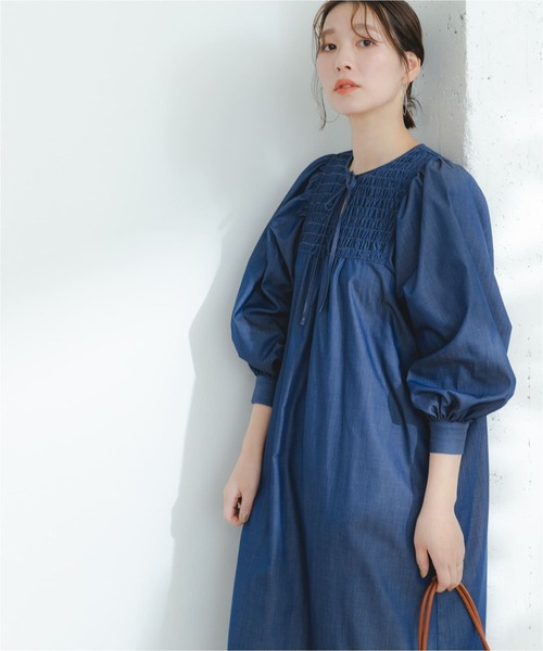 『URTECHWORKLUXE』FbyROSSOデニムシャーリングワンピース