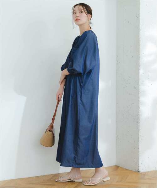 『URTECHWORKLUXE』FbyROSSOデニムシャーリングワンピース