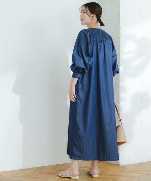 『URTECHWORKLUXE』FbyROSSOデニムシャーリングワンピース