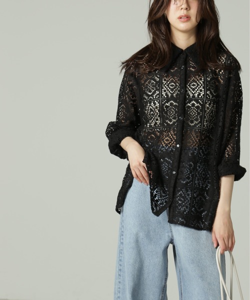 FREE'S MART（フリーズマート）の「クロシェレースシャツ（シャツ/ブラウス・レディース・ブラック/ホワイト・MEDIUM/SMALL）」の12枚目の写真