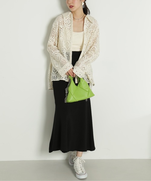 FREE'S MART（フリーズマート）の「クロシェレースシャツ（シャツ/ブラウス・レディース・ブラック/ホワイト・MEDIUM/SMALL）」の5枚目の写真