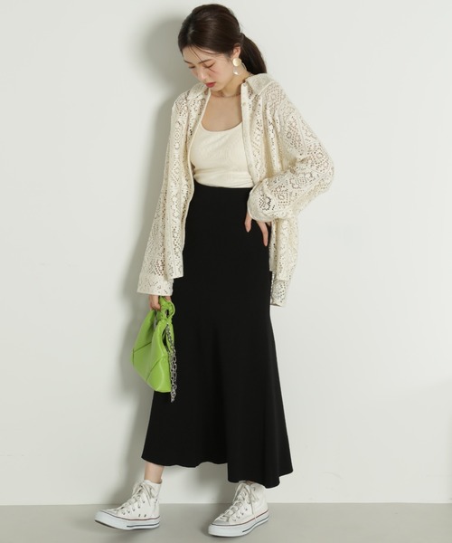 FREE'S MART（フリーズマート）の「クロシェレースシャツ（シャツ/ブラウス・レディース・ブラック/ホワイト・MEDIUM/SMALL）」の3枚目の写真