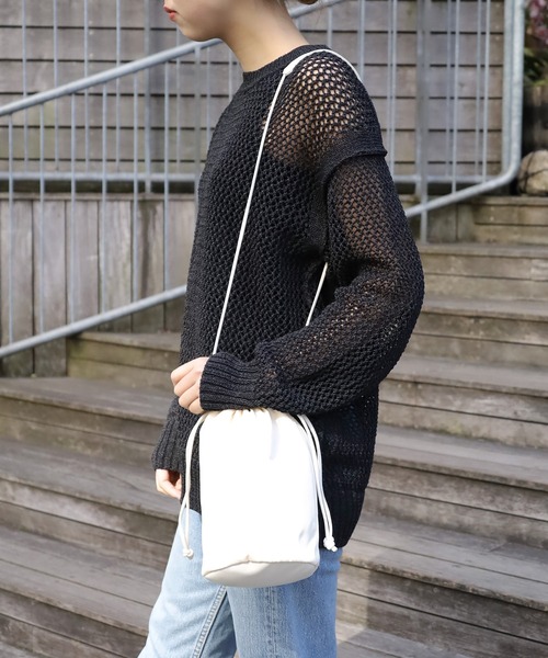 ESLOW（エスロー）の「ESLOW/エスロー CYLINDER DRAWSTRING BAG バッグ 巾着バック ミニバッグ（ショルダーバッグ・レディース・ブラック/グレー/オフホワイト・FREE）」の20枚目の写真