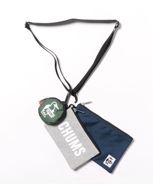 CHUMS（チャムス）の「【CHUMS/チャムス】 3P Shoulder Pouch Sweat Nylon（ショルダーバッグ・メンズ・ブラック/イエロー×グリーン/その他1/ヘザーグレー/ストライプ/ブルー系その他/ネイビー/その他6/その他4/その他2/その他3/その他5/その他8/その他7/その他9/その他10/その他13/その他14/その他11/その他12・FREE）」の2枚目の写真