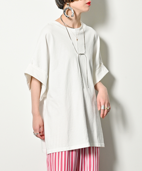 CITYSHOP（シティーショップ）の「CUFFS Tシャツ（Tシャツ/カットソー・レディース・ブラック/ホワイト・FREE）」の2枚目の写真