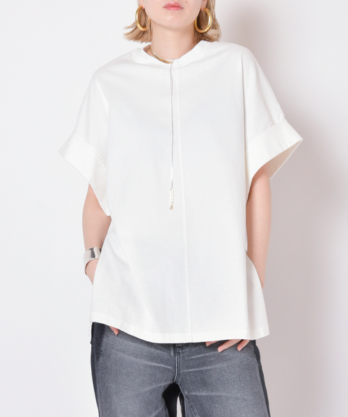 CITYSHOP（シティーショップ）の「CUFFS Tシャツ（Tシャツ/カットソー・レディース・ブラック/ホワイト・FREE）」の3枚目の写真