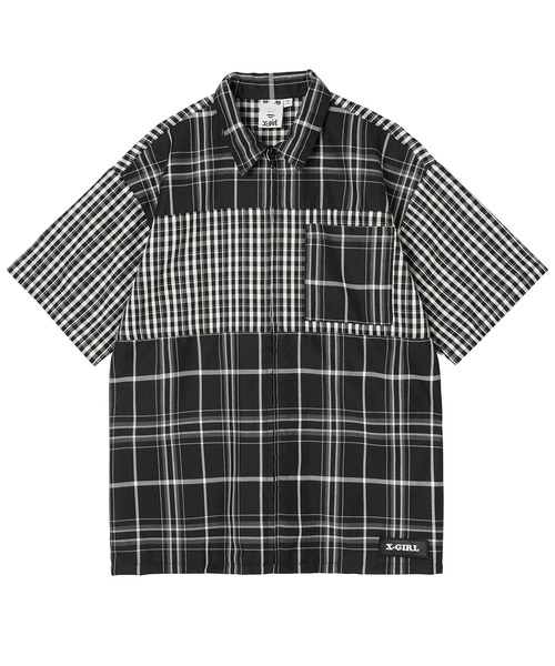 X-girl(エックスガール)の「PLAID ZIP UP SHIRT(シャツ/ブラウス・レディース・ブルー/ブラック/ブラウン・S/M)」の4枚目の写真