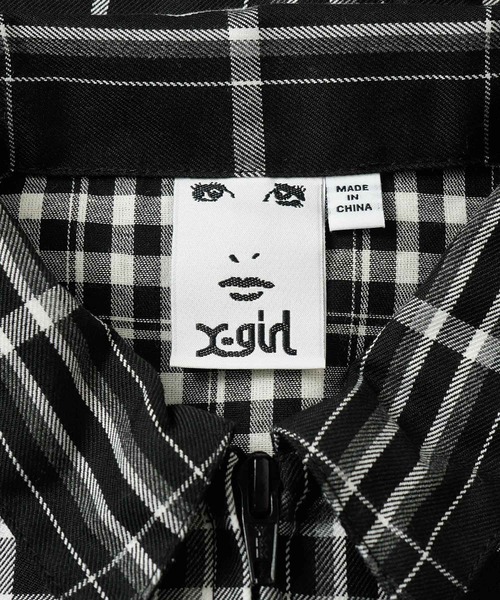 X-girl(エックスガール)の「PLAID ZIP UP SHIRT(シャツ/ブラウス・レディース・ブルー/ブラック/ブラウン・S/M)」の6枚目の写真