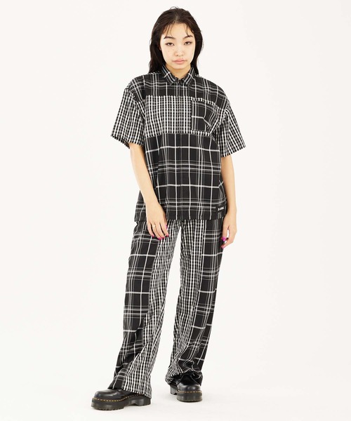 X-girl(エックスガール)の「PLAID ZIP UP SHIRT(シャツ/ブラウス・レディース・ブルー/ブラック/ブラウン・S/M)」の13枚目の写真