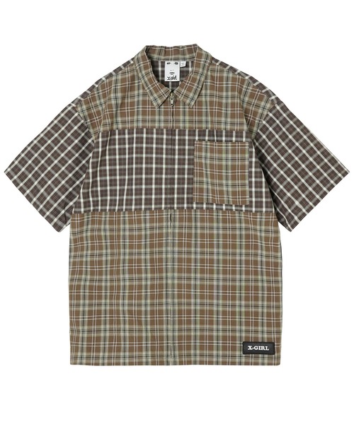 X-girl(エックスガール)の「PLAID ZIP UP SHIRT(シャツ/ブラウス・レディース・ブルー/ブラック/ブラウン・S/M)」の21枚目の写真