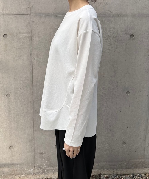 COLLAGE GALLARDAGALANTE（コラージュガリャルダガランテ）の「裾切替ロンT/WEB限定カラー展開（Tシャツ/カットソー・レディース・オフホワイト/ベージュ/ブラック/ネイビー/チャコールグレー/カーキ/パープル・FREE）」の17枚目の写真