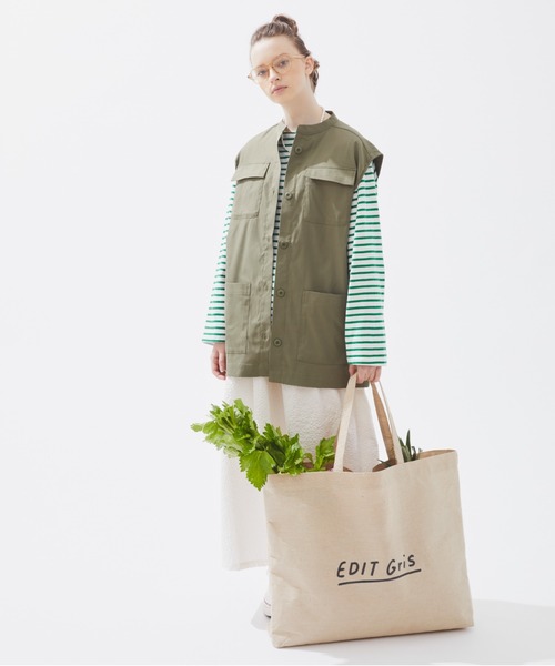 EDIT Gris(エディットグリ)の「ロゴ刺繍ビッグジュートバッグ(トートバッグ・レディース・Beige・FREE)」の3枚目の写真