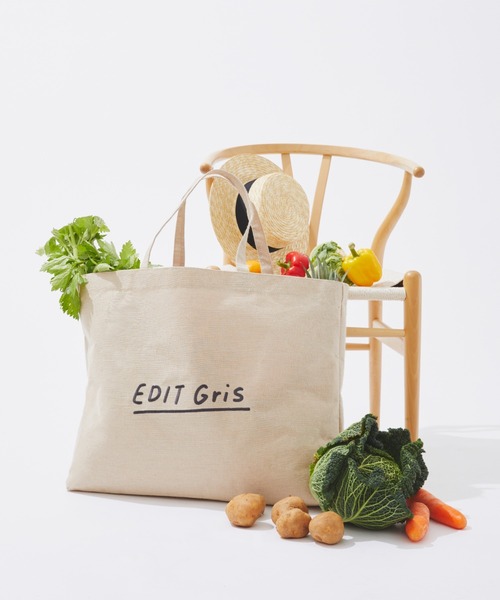 EDIT Gris(エディットグリ)の「ロゴ刺繍ビッグジュートバッグ(トートバッグ・レディース・Beige・FREE)」の4枚目の写真