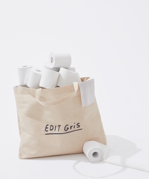 EDIT Gris(エディットグリ)の「ロゴ刺繍ビッグジュートバッグ(トートバッグ・レディース・Beige・FREE)」の6枚目の写真