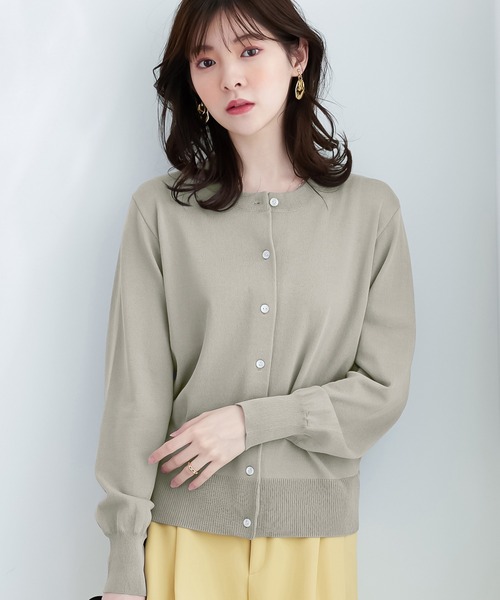 CHAN ME（チャンミ）の「UVカットクルーネックカーディガン（カーディガン/ボレロ・レディース・ピンクベージュ/ライトカーキ/ブラック/ライトグレー/ホワイト・MEDIUM/LARGE/X-LARGE）」の14枚目の写真
