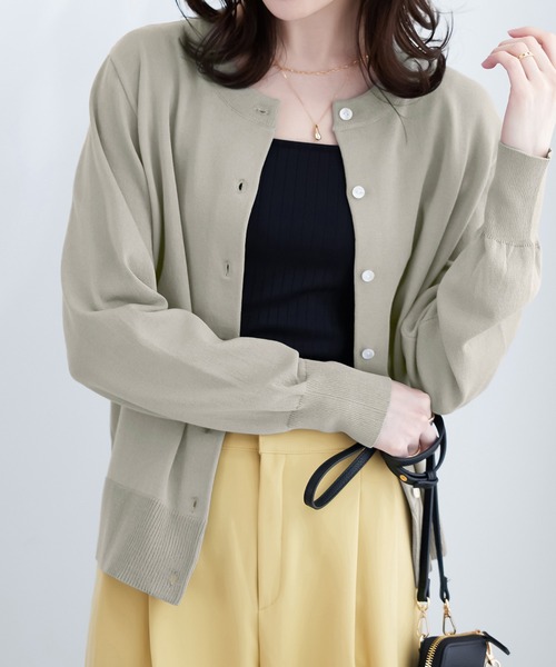 CHAN ME（チャンミ）の「UVカットクルーネックカーディガン（カーディガン/ボレロ・レディース・ピンクベージュ/ライトカーキ/ブラック/ライトグレー/ホワイト・MEDIUM/LARGE/X-LARGE）」の13枚目の写真