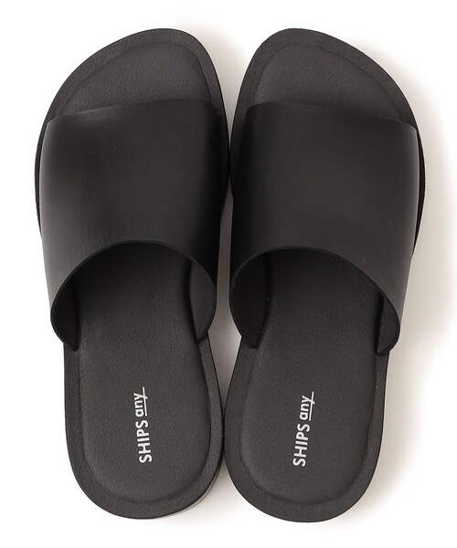 SHIPS any（シップス エニィ）の「SHIPS any: カウレザー ワンストラップ サンダル◇（サンダル・メンズ・ブラック・42/43/41/40）」の4枚目の写真