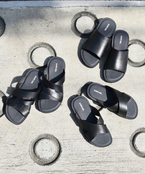 SHIPS any（シップス エニィ）の「SHIPS any: カウレザー ワンストラップ サンダル◇（サンダル・メンズ・ブラック・42/43/41/40）」の8枚目の写真