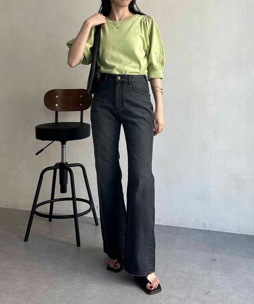 CAPRICIEUX LE'MAGE（カプリシューレマージュ）の「5分袖パフニット（ニット/セーター・レディース・グリーン系その他/アイボリー/ブラック・FREE）」の9枚目の写真