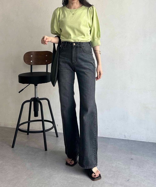 CAPRICIEUX LE'MAGE（カプリシューレマージュ）の「5分袖パフニット（ニット/セーター・レディース・グリーン系その他/アイボリー/ブラック・FREE）」の10枚目の写真