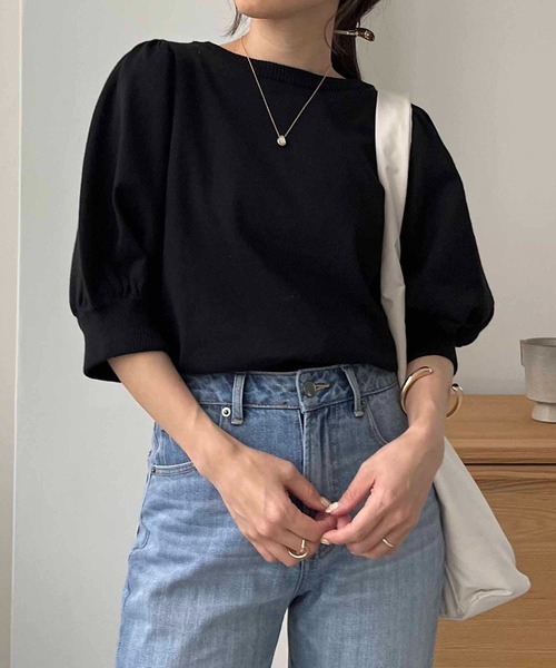 CAPRICIEUX LE'MAGE（カプリシューレマージュ）の「5分袖パフニット（ニット/セーター・レディース・グリーン系その他/アイボリー/ブラック・FREE）」の12枚目の写真