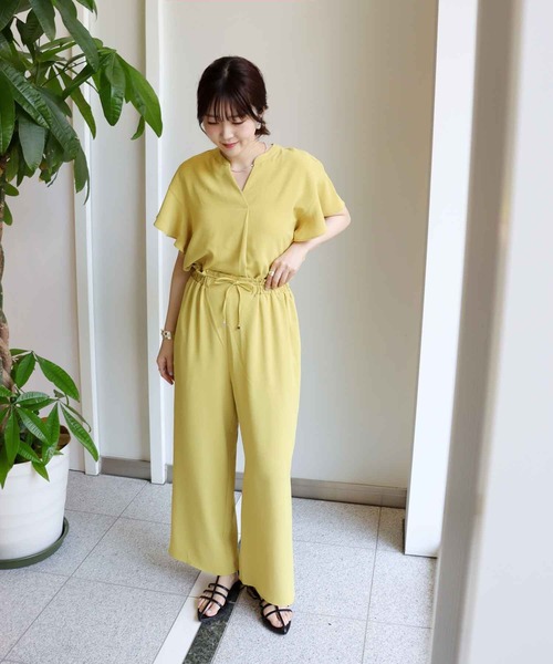 Jines(ジネス)の「ポリラクシーギャザーワイドパンツ(その他パンツ・レディース・ネイビー/イエロー/ブルー・38)」の8枚目の写真