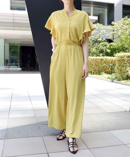 Jines(ジネス)の「ポリラクシーギャザーワイドパンツ(その他パンツ・レディース・ネイビー/イエロー/ブルー・38)」の4枚目の写真