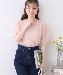 couture brooch | 【上品フェミニンに華やぎスタイル。】マーメイド刺繍レーストップス(Tシャツ/カットソー)