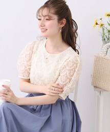 couture brooch | 【上品フェミニンに華やぎスタイル。】マーメイド刺繍レーストップス(Tシャツ/カットソー)