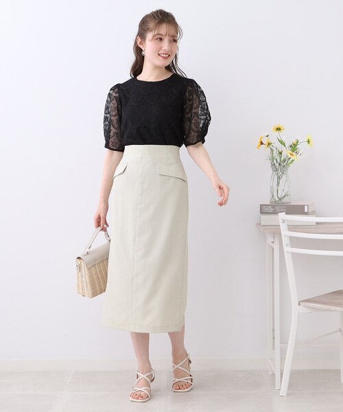 couture brooch(クチュールブローチ)の「◆【上品フェミニンに華やぎスタイル。】マーメイド刺繍レーストップス(Tシャツ/カットソー・レディース・アイボリー/ライトグリーン/ブラック/ピンク系その他・38/40/42)」の16枚目の写真