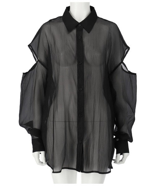 ANAP（アナップ）の「肩開きシアーシャツ（シャツ/ブラウス・レディース・ブラック/ブルー/グレー・FREE）」の10枚目の写真