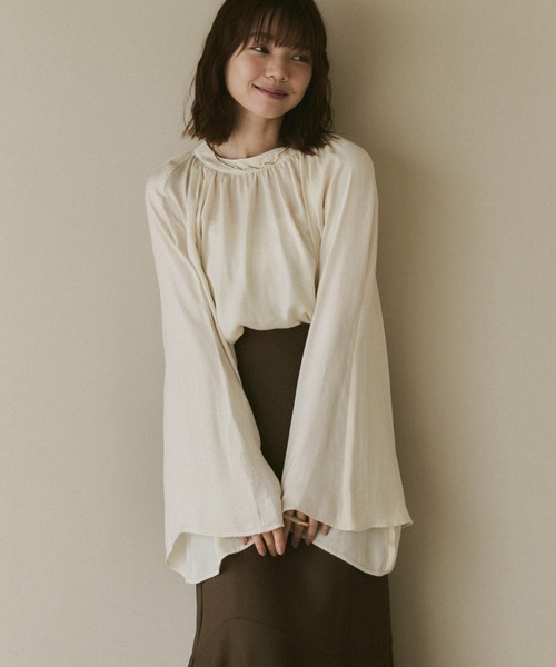 イエロー ギャザー入り トップス フレアスリーブ ユニクロ公式 | GIRLS ギャザーフレアスリーブTシャツ