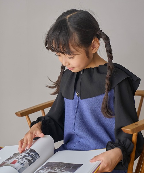 ROPE' PICNIC（ロペピクニック）の「【KIDS】フレアカラーブラウス（シャツ/ブラウス・キッズ・ブラック/クリーム・120/130/140/150）」の9枚目の写真