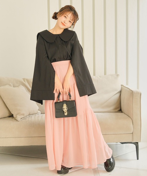 moulis'（ムーリス）の「スリットスリーブオーバーシャツ（シャツ/ブラウス・レディース・ホワイト/ブラック/ピンク・L-XL/M-L）」の4枚目の写真