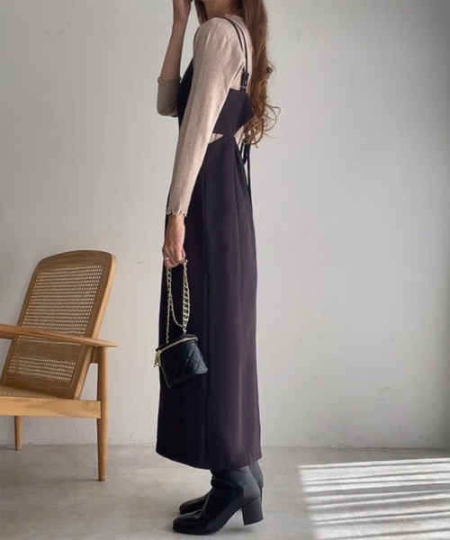 FILLOU(FILLOU)の「ウエストスリットバックリボンキャミワンピース(ワンピース・レディース・モカ/ブラック/ベージュ・MEDIUM/LARGE/X-LARGE)」の6枚目の写真