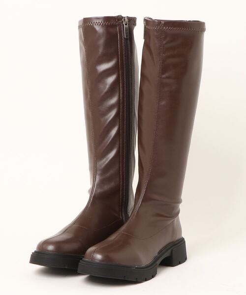 a.v.v(アーヴェヴェ)の「a.v.v / 厚底 ロング丈 ストレッチブーツ(ブーツ・レディース・ダークブラウン/アッシュブラウン/ブラック・S/M/LL/L)」の3枚目の写真