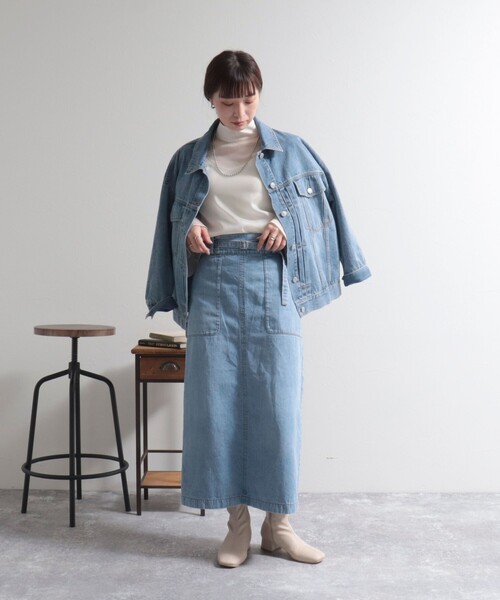 fredy emue（フレディエミュ）の「ベルトデザインデニムスカート（デニムスカート・レディース・ブルー/ネイビー・36/38）」の3枚目の写真