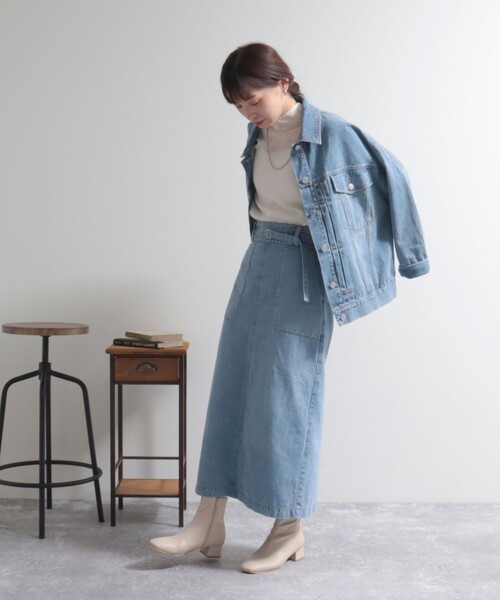 fredy emue（フレディエミュ）の「ベルトデザインデニムスカート（デニムスカート・レディース・ブルー/ネイビー・36/38）」の4枚目の写真