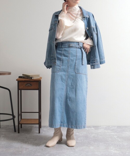 fredy emue（フレディエミュ）の「ベルトデザインデニムスカート（デニムスカート・レディース・ブルー/ネイビー・36/38）」の6枚目の写真