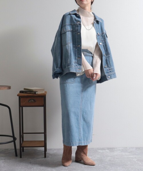 fredy emue（フレディエミュ）の「ベルトデザインデニムスカート（デニムスカート・レディース・ブルー/ネイビー・36/38）」の9枚目の写真
