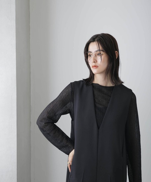 NANO universe（ナノユニバース）の「シャーリングレースカットトップス（Tシャツ/カットソー・レディース・オフホワイト/ブラック・S/M）」の11枚目の写真