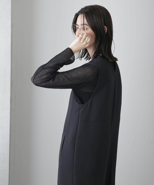 NANO universe（ナノユニバース）の「シャーリングレースカットトップス（Tシャツ/カットソー・レディース・オフホワイト/ブラック・S/M）」の12枚目の写真