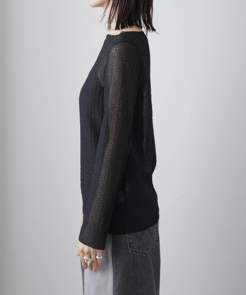 NANO universe（ナノユニバース）の「シャーリングレースカットトップス（Tシャツ/カットソー・レディース・オフホワイト/ブラック・S/M）」の18枚目の写真