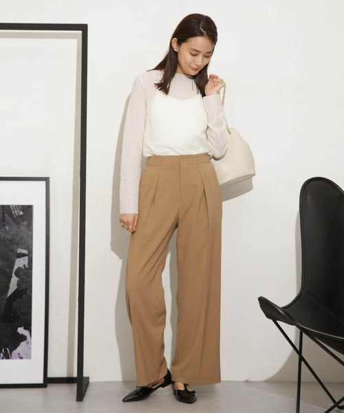 NANO universe（ナノユニバース）の「シャーリングレースカットトップス（Tシャツ/カットソー・レディース・オフホワイト/ブラック・S/M）」の4枚目の写真