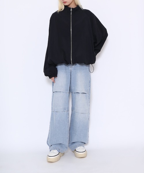 PUNYUS（プニュズ）の「ニータックバギーデニムパンツ（デニムパンツ・レディース・ライトブルー/ブラック・1/2/3/4）」の7枚目の写真