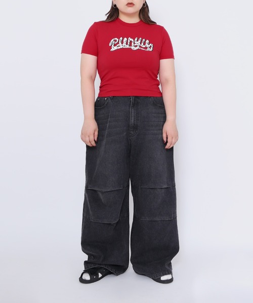 PUNYUS（プニュズ）の「ニータックバギーデニムパンツ（デニムパンツ・レディース・ライトブルー/ブラック・1/2/3/4）」の12枚目の写真