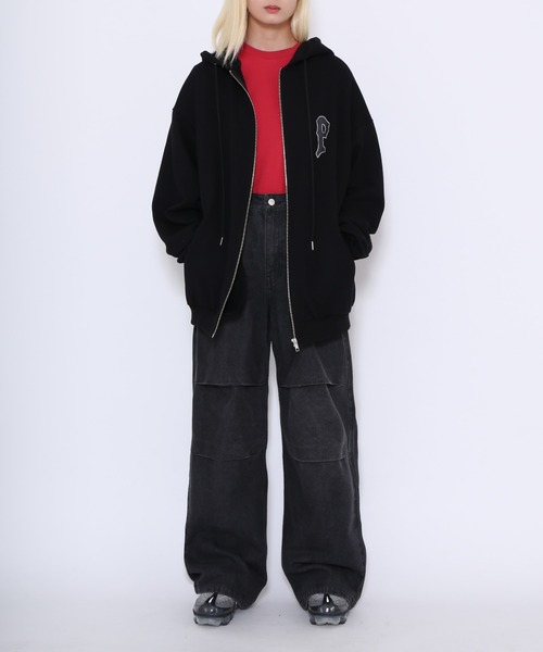 PUNYUS（プニュズ）の「ニータックバギーデニムパンツ（デニムパンツ・レディース・ライトブルー/ブラック・1/2/3/4）」の21枚目の写真