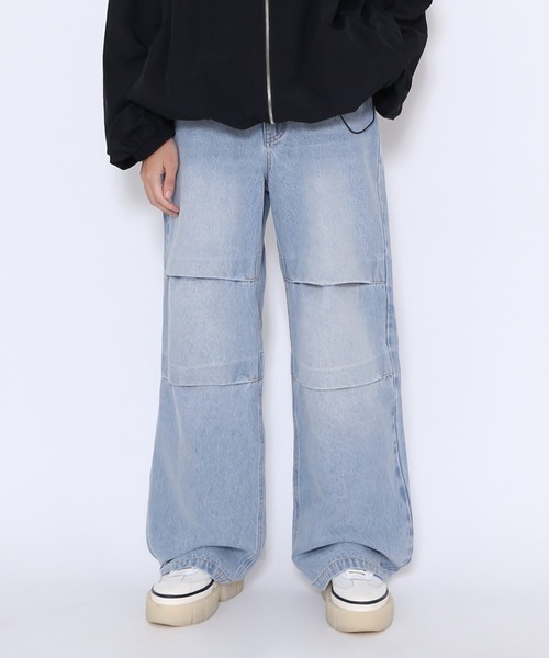 PUNYUS（プニュズ）の「ニータックバギーデニムパンツ（デニムパンツ・レディース・ライトブルー/ブラック・1/2/3/4）」の20枚目の写真