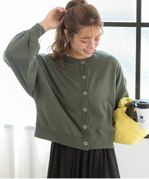 ad thie(アドティエ)の「2WAYスナップボタンカーディガントップス(カーディガン/ボレロ・レディース・ピンク/ブラック/ブラウン/カーキ/ワインレッド/アイボリー・L/M)」の1枚目の写真
